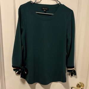 Melissa Paige Dark Teal Long-Sleeve Top with Tie Cuffs